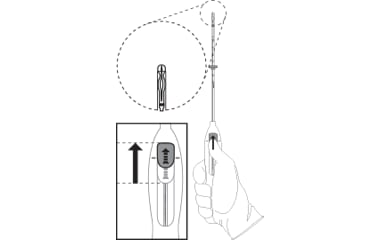 Illustration of Mirena (levonorgestrel-releasing intrauterine system) 52 mg IUD insertion step 2: IUD being loaded into an insertion tube.